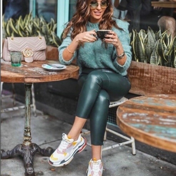 New Zara Forest Green Faux Leather Skinny Legging Pants Size L Wtags green⭐️⭐️⭐️ - Picture 17 of 17